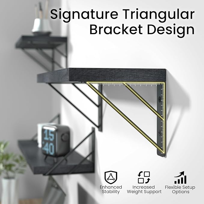 BAYKA Wall Mounted Floating Shelves, Wood Floating Wall Shelf - Image 7