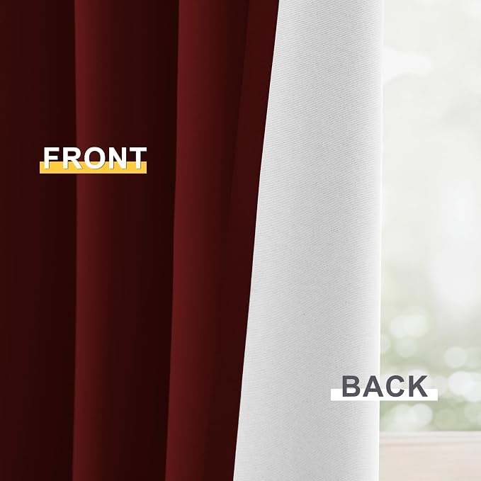 Yakamok 100% Blackout Curtain Panels 63 inches Cold and Light Blocking Drapes - Image 6