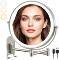 ALHAKIN 9" Wall Mounted Lighted Makeup Mirror, Rechargeable 1X/15X Magnifying by ALHAKIN