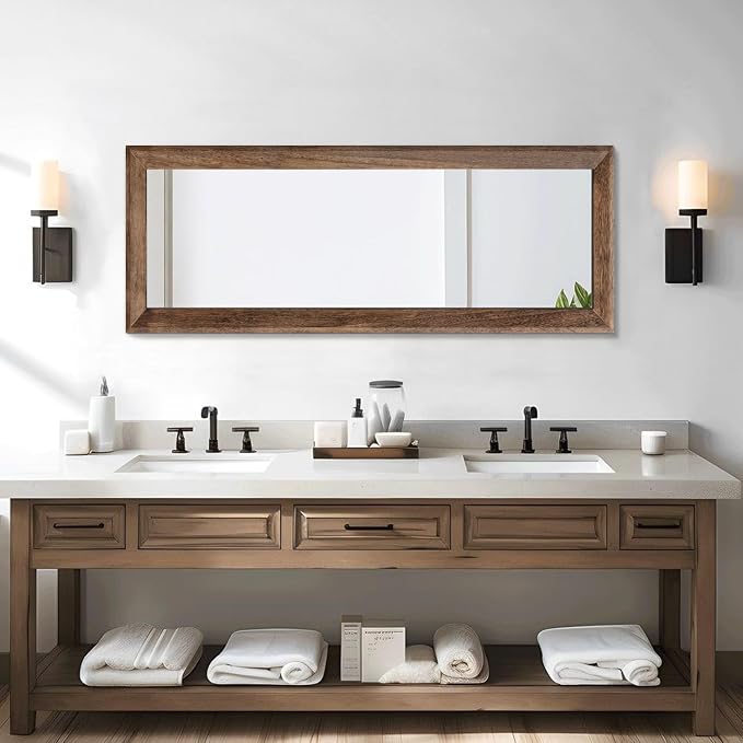 AAZZKANG Hanging Mirror Full Length Vintage Large Mirrors Wooden Framed 43"x14" - Image 5