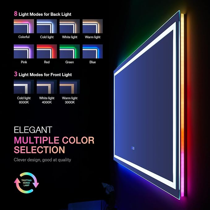 LOAAO 72"X36" Inch RGB LED Bathroom Mirror - Image 4