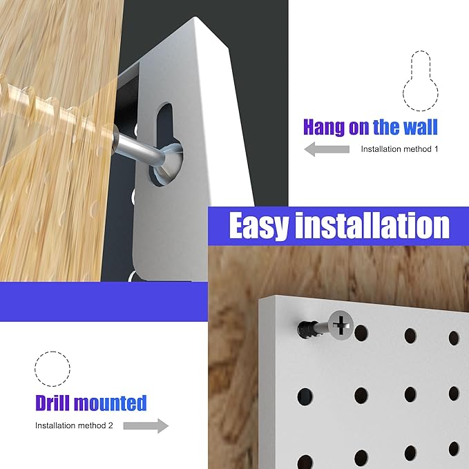Spampur Peg Board, 4 Pack Metal Peg Board Panels, Craft Room Storage and - Image 6