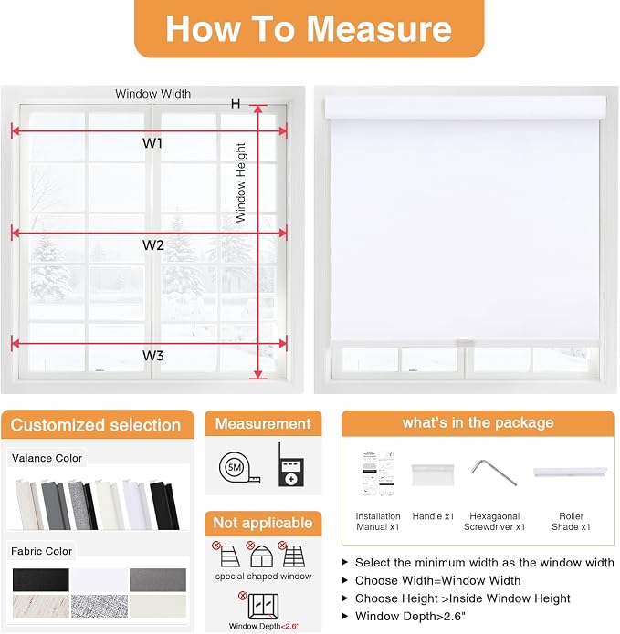 AOSKY No Drill Cordless Blackout Roller Shades - Image 5