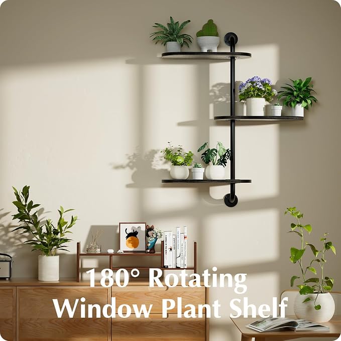 Rotating Window Plant Shelves 3-Tier, Wooden Window Shelf - Image 4