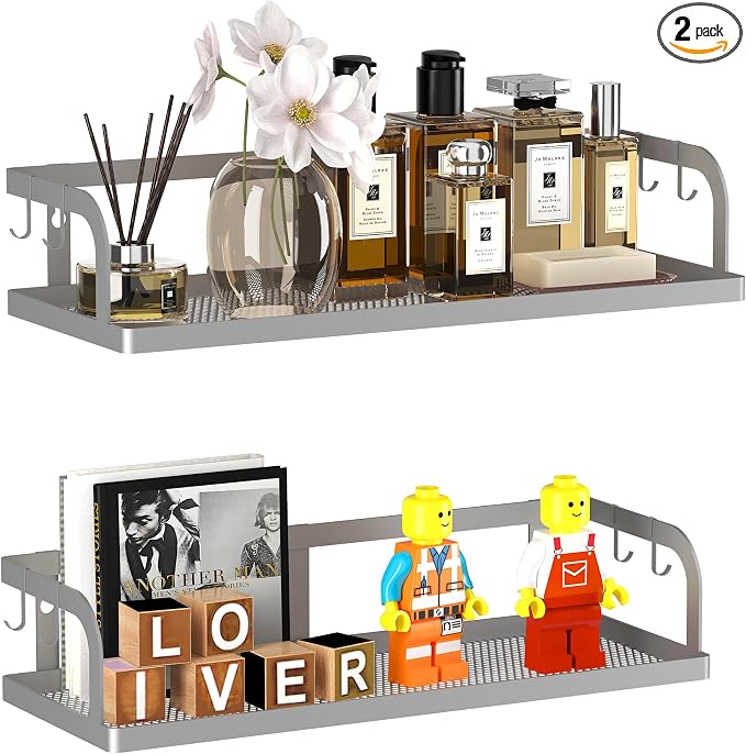 PUSDON 2-Pack Wide Hollowout Shower Caddy & Spice Rack, Wall Mount Bathroom by PUSDON
