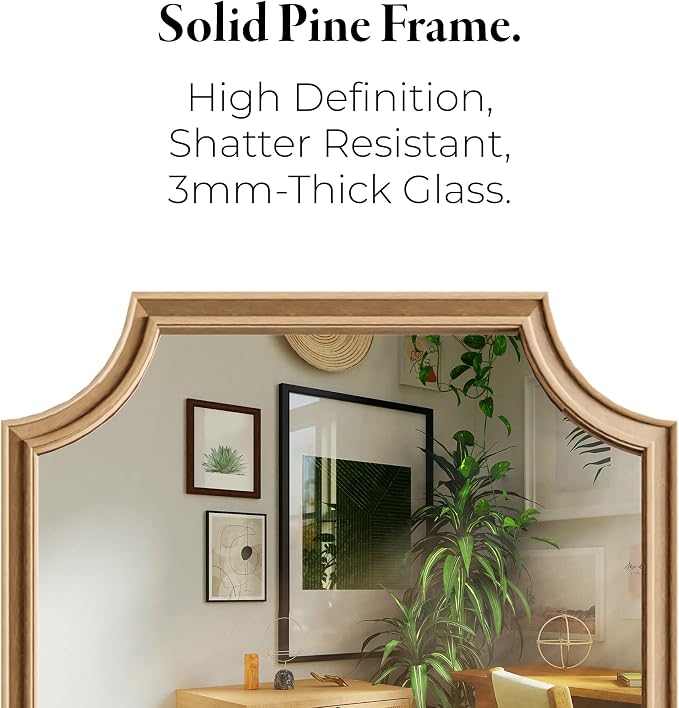 WallBeyond 24" x 36" Full Scalloped Corners Arch Rectangle Wall Mirror - Image 5