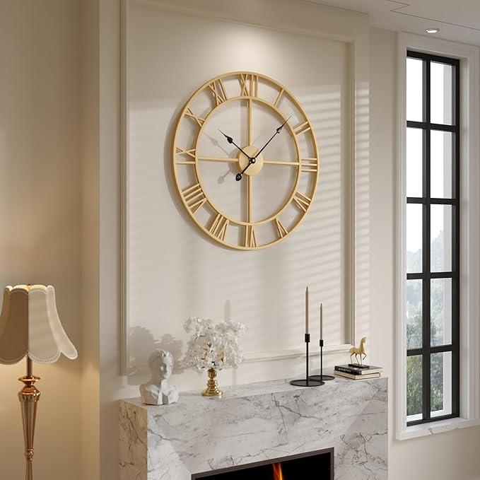 Cuspin 24 Inch Large Wall Clock, Silent Non Ticking Battery-Operated Metal by Cuspin