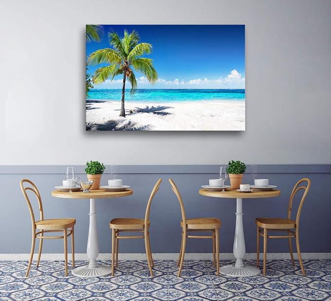 Baisuart-S03969 Large Canvas Wall Art Summer Ocean Waves Prints Coconut Trees - Image 4