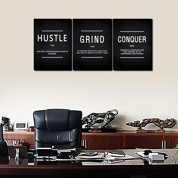 KAWAHONE Grind Hustle Conquer Success Wall Art, Motivation Canvas Wall Decor - Image 4