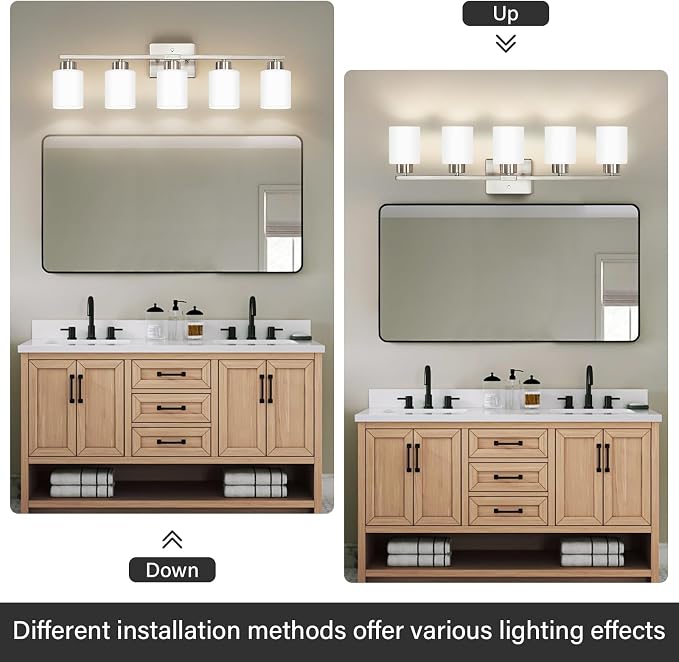FonmYim Brushed Nickel Bathroom Light Fixtures, 5-Light Modern Vanity Light - Image 4