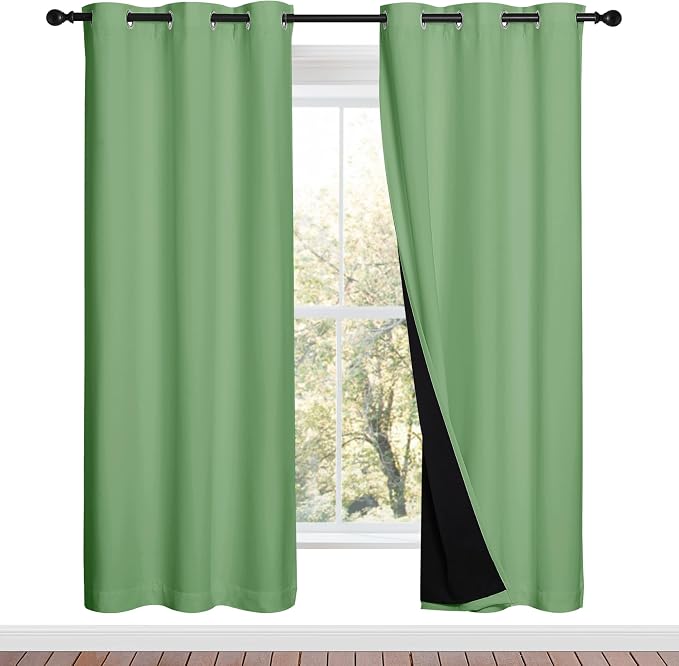NICETOWN 100% Blackout Window Curtain Panels, Forest Green, 2 Pieces, 42-inch by NICETOWN