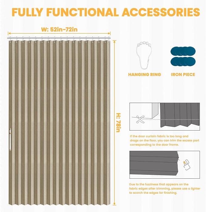 AJAZZ 100% Blackout Folding Door Accordion Door Closet Doors Curtain Invisible - Image 2