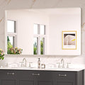 Keonjinn Brushed Nickel Mirror 60 x 36 Inch Large Silver Bathroom Mirror by Keonjinn