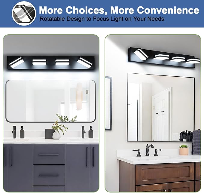 360° Rotate LED Dimmable Bathroom Vanity Light Fixtures, 1600LM Acrylic Matte - Image 9