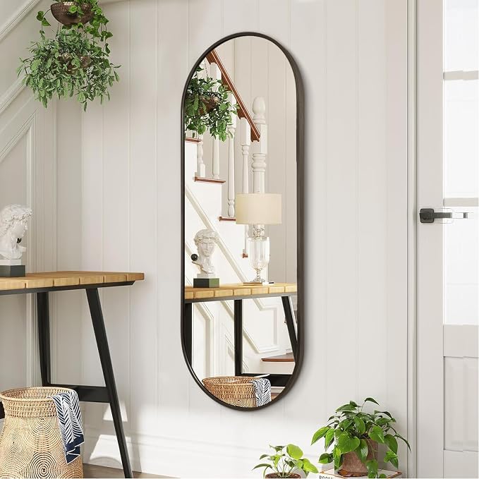 Oval Bathroom Full Length Mirror, Large 48x16'' Pill Shaped Oblong Vanity Wall - Image 5