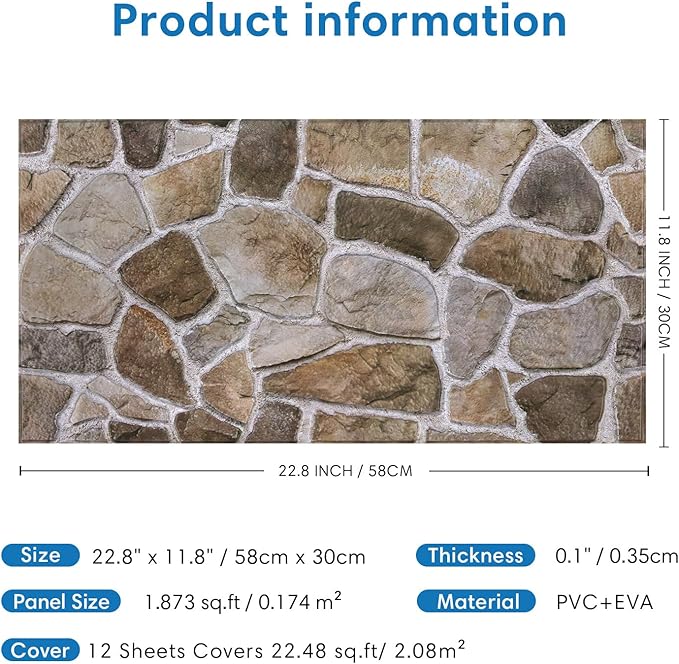 COMSTICKC 3D Faux Stone Wall Panels Peel and Stick, DIY UrltraLight PVC Fake - Image 5