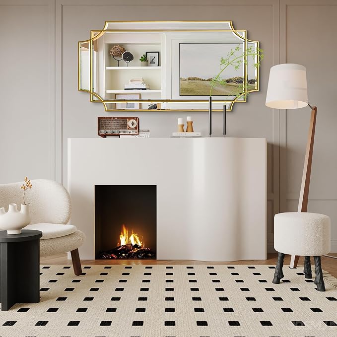 HQiJun Wall Mirror Full Length, Scalloped Beveled Polished Decorative Mirrors - Image 4