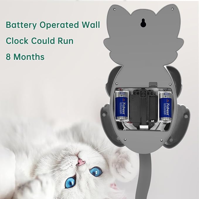 Soobest 18 Inch Large 3D Cat Wall Clock Battery Operated - Image 6
