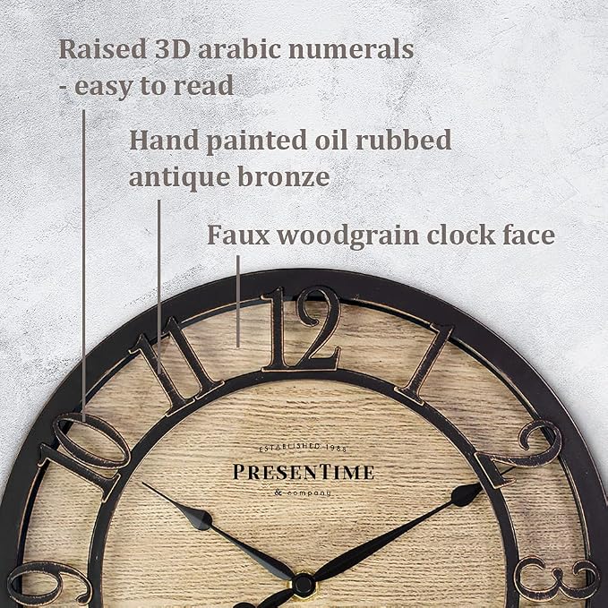 Presentime & Co 10" Farmhouse Series Wall Clock, Cottage Style, Vintage Design - Image 3