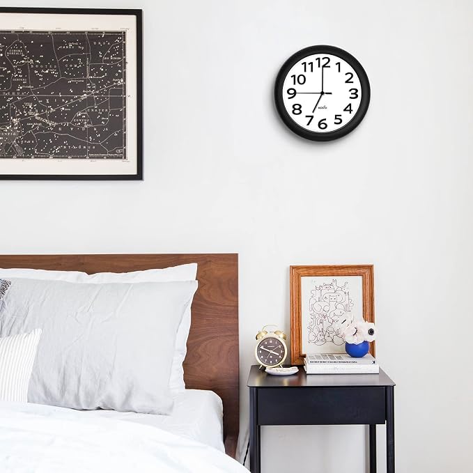 HIPPIH 2 Pack Silent Wall Clock, 10 Inch Non Ticking Quiet Digital Sweep - Image 7