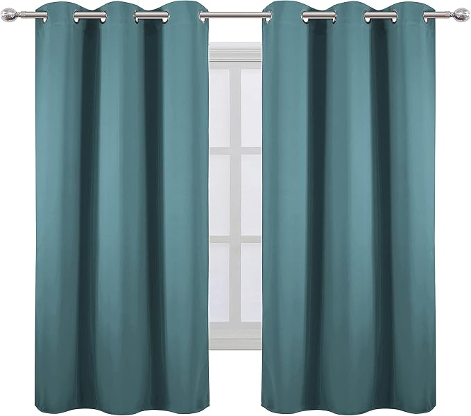LEMOMO Sea Teal Thermal Blackout Curtains/42 x 63 Inch/Set of 2 Panels Room - Image 2