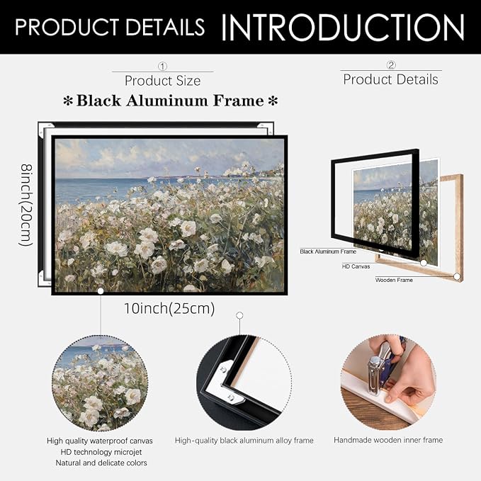 Nature Landscape Wall Art Coastal Wildflower Poster 08x10 inch Black Framed - Image 2