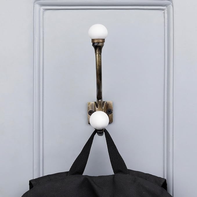 Indian Shelf Pack of 12 Heavy Duty Double Prong White Decorative Coat Hooks - Image 6