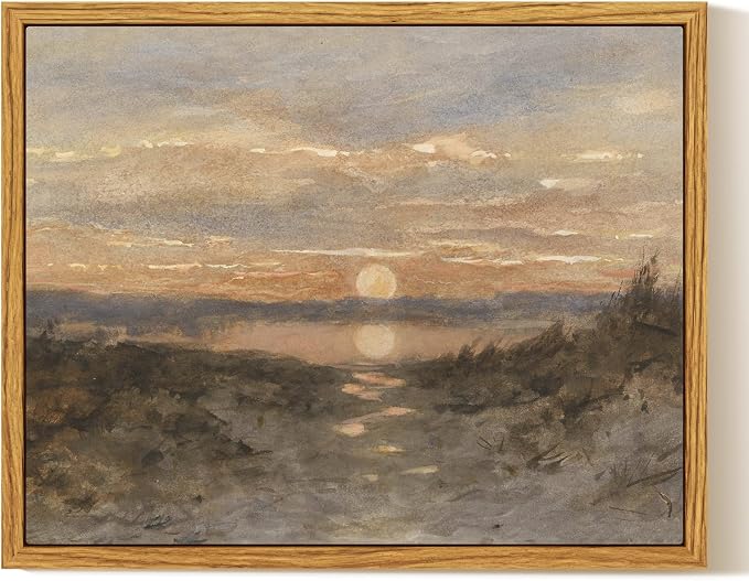 InSimSea Framed Canvas Wall Art, Vintage Coastal Landscape Painting, Rustic by InSimSeaArt