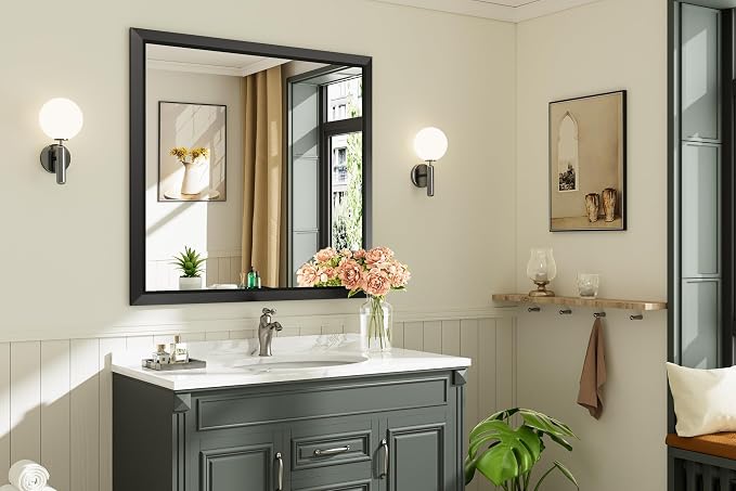Briivue 40x38 Inch Black Bathroom Mirror - Image 2