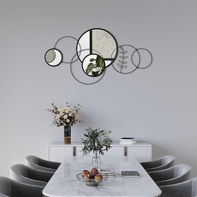 Hicarer Wall Mirror Decorative 41.34'' x 17.72'' Round Modern Metal Wall - Image 3