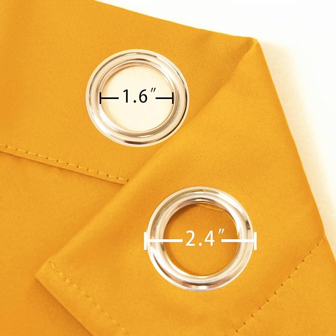 LEMOMO Blackout Curtains 52 x 90 Inch Long Yellow Curtains Set of 2 Panels Room - Image 5