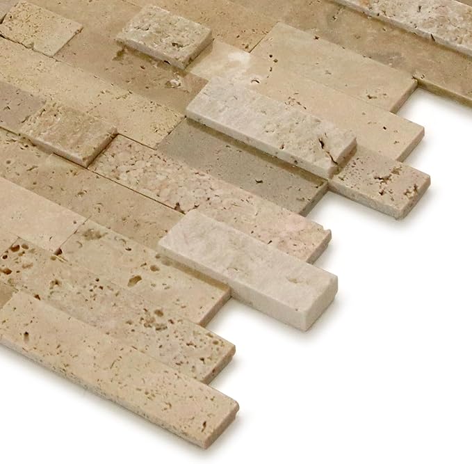 SUNWINGS 5-Sheet Peel and Stick Mosaic Natural 3D Stone Self Adhesive Marble - Image 3
