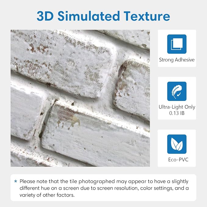 COMSTICKC 3D Faux Brick Wall Panel Peel and Stick, Small Size, Ultra-Light PVC - Image 4