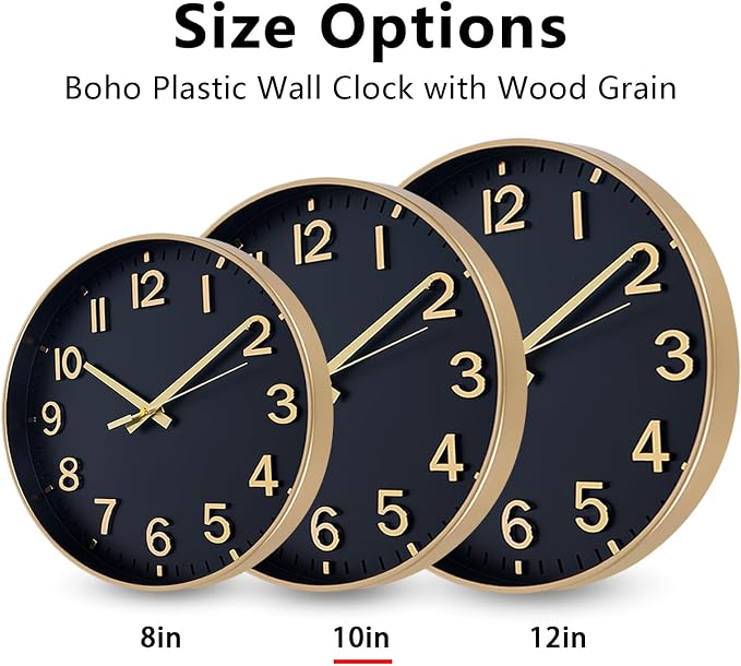 HZDHCLH Wall Clocks Battery Operated, Wall Clock Black Gold, 10 inch Wall Clock - Image 5