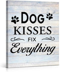 Funny Farmhouse Dog Canvas Wall Art Decor Dog Kisses Fix Everything Rustic Sign by VAHATAN