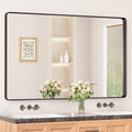 Keonjinn Black Bathroom Mirror for Over Sink, 48 x 30 Inch Rounded Rectangle by Keonjinn