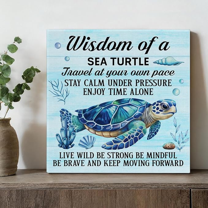 Sea Turtle Wall Art Decor Inspirational Wall Decor Posters Beach Themed - Image 4