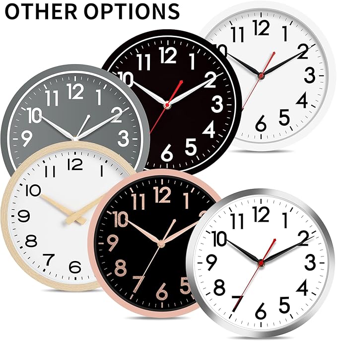 AKCISOT 12 Inch Wall Clock Silent Non-Ticking Modern Wall Clocks Battery - Image 4