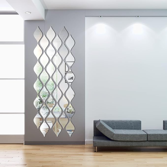 Weysat 30 Pcs Mirror Wall Stickers Decor Acrylic 3D Tear Drop Decorative - Image 4