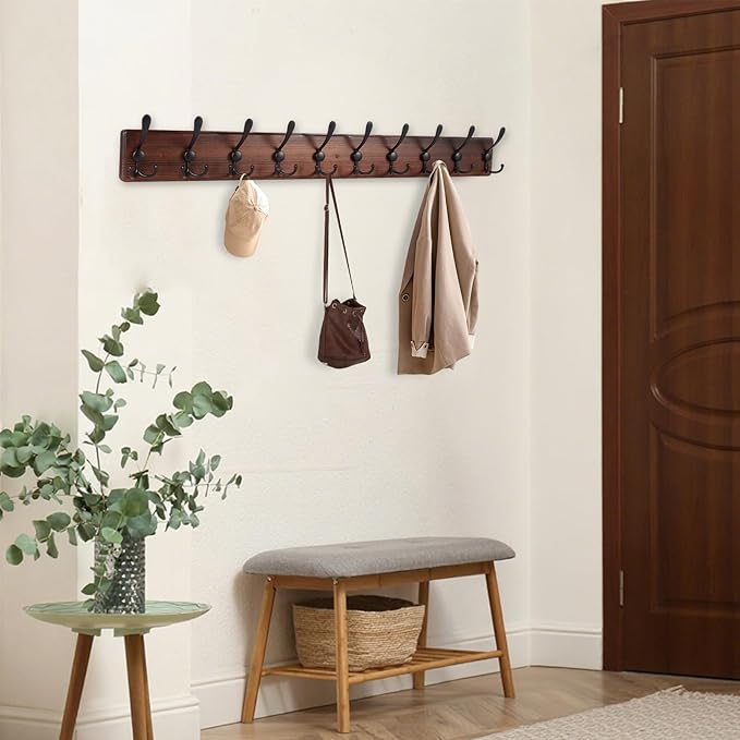 Kuhome 38.6'' Large Coat Rack Wall Mount Coat Hooks Coat Hanger - Image 5