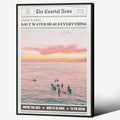 Pink Beach Newspaper Posters Vintage Fashion Coastal Girl Surf Wall Art 16X24 by Unknown