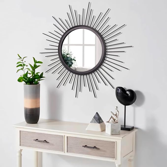 Large Sunburst Wall Mirror Boho Home Decor Round Wall Art Mirror Modern Metal - Image 5