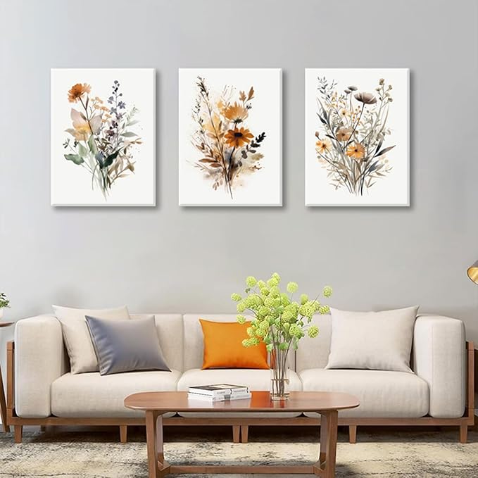 Bwodke Framed Wildflower Wall Art Colorful Botanical Floral Poster Canvas - Image 2