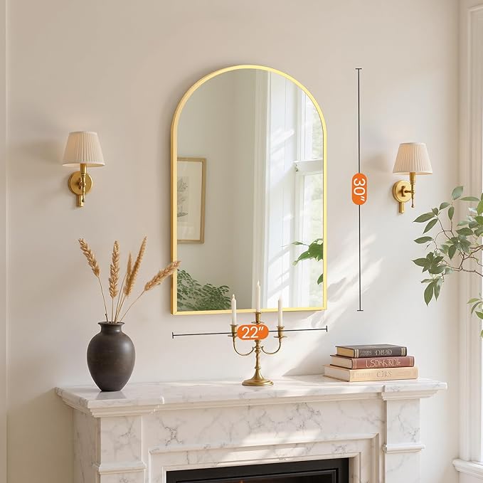 Sweetcrispy 20"x30" Arched Gold Bathroom Mirrors - Image 4