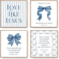 LARTSFRO Coquette Navy Blue Bow Jesus Wall Art Decor Posters, Inspirational by Unknown