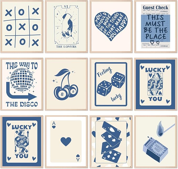 KBKBART 12pcs Blue Lucky Poster by KBKBART
