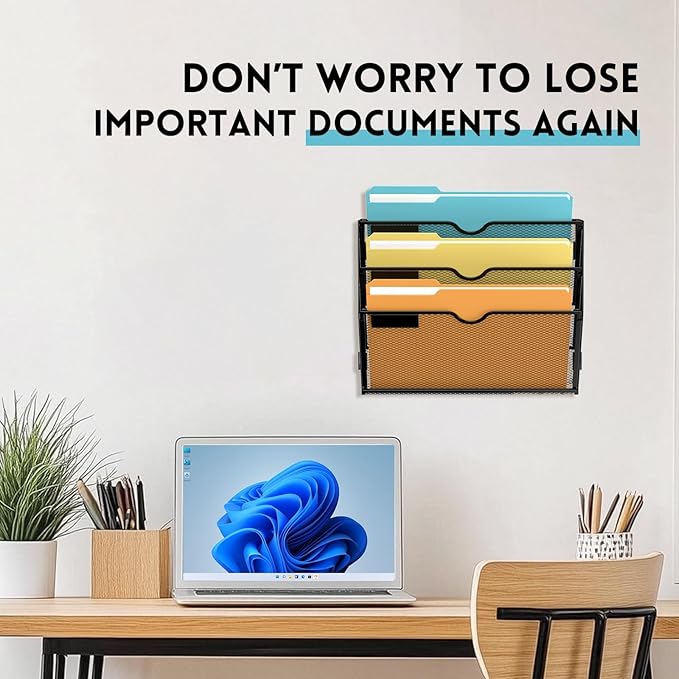 SUPEASY 3 Tier Wall File Organizer, Hanging Wall Mounted Mail Organizer - Image 5
