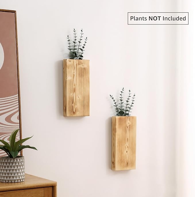 Wood Wall Planter Set of 2, Wood Wall Pocket - Image 2