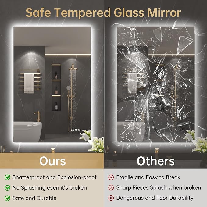 LOVESPEJO 24"x36" Backlit Mirror Bathroom, LED Bathroom Mirror - Image 7