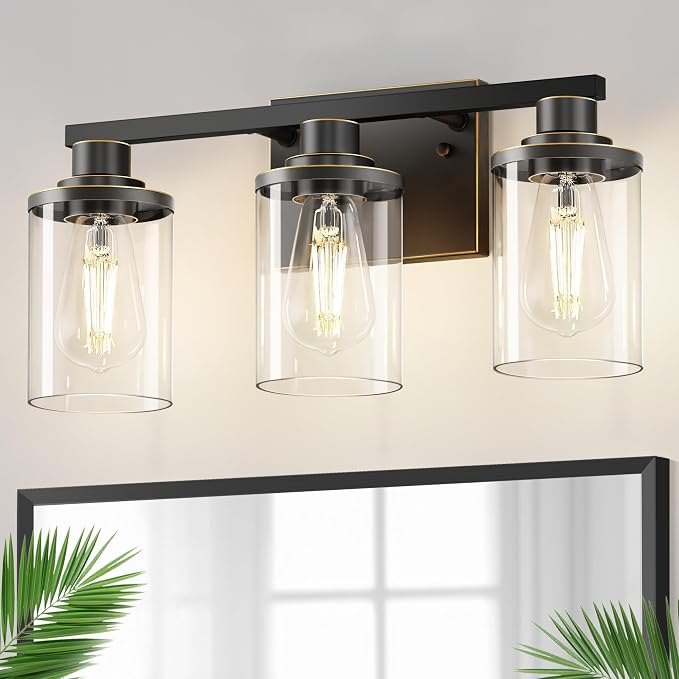 DORESshop 20 Inch Bathroom Light Fixtures, 3-Light Black by DORESshop